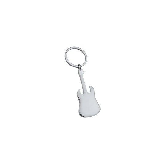 Porte-clés guitare rouge gravé personnalisable, élégant et durable, idéal pour les passionnés de musique.