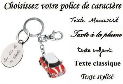 Pendentif cœur personnalisé en or GravurePhoto, choix de police pour clé auto, exemple gravure.