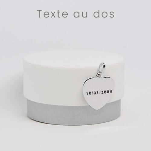 Pendentif cœur en argent GravurePhoto sur coffret blanc, date gravée visible