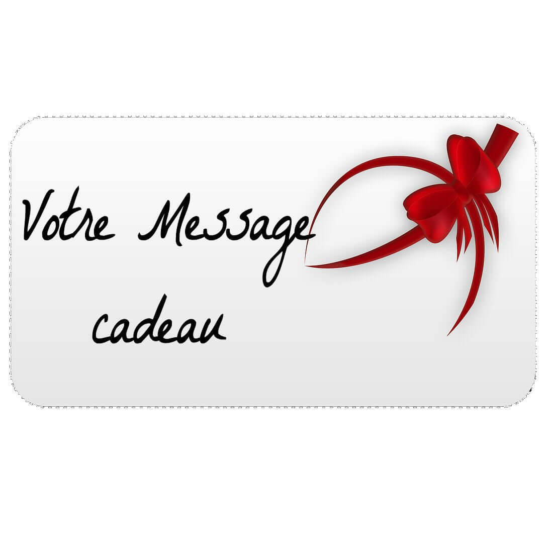 Carte cadeau personnalisable avec un message et un joli noeud rouge pour accompagner votre bijou médaille gravée.