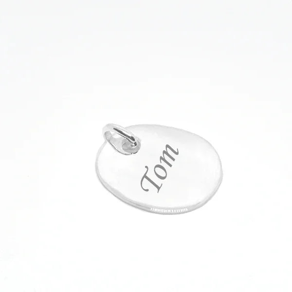 Personnalisez votre bijou médaillon Galet en argent 925/1000ème avec texte gravé