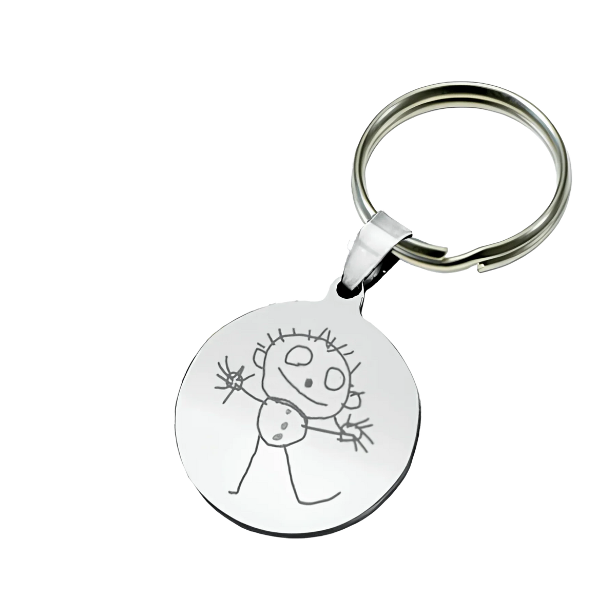 Grabado personalizadoFoto colgante de corazón con dibujo infantil grabado, joyería única en plata