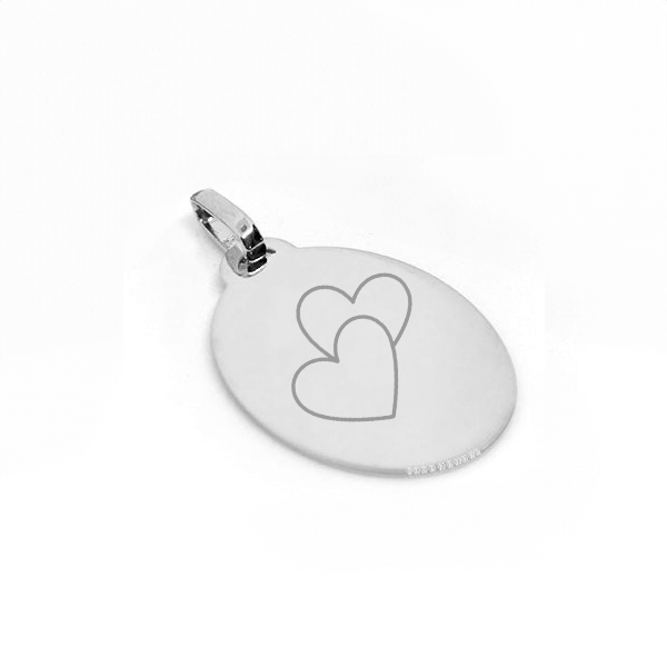 Grand pendentif ovale en argent gravé avec un motif unique