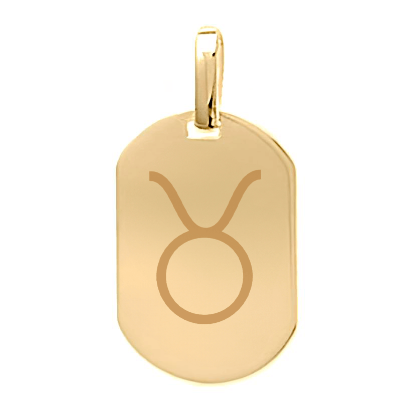 Médaille en or 18 carats gravée avec le motif du taureau, design élégant pour un bijou personnalisé.