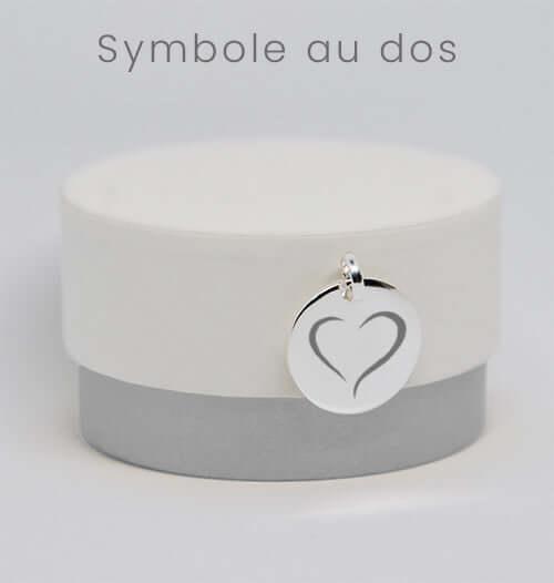 Personalized gold heart pendant Photo Engraving on round box, symbol engraved on the back