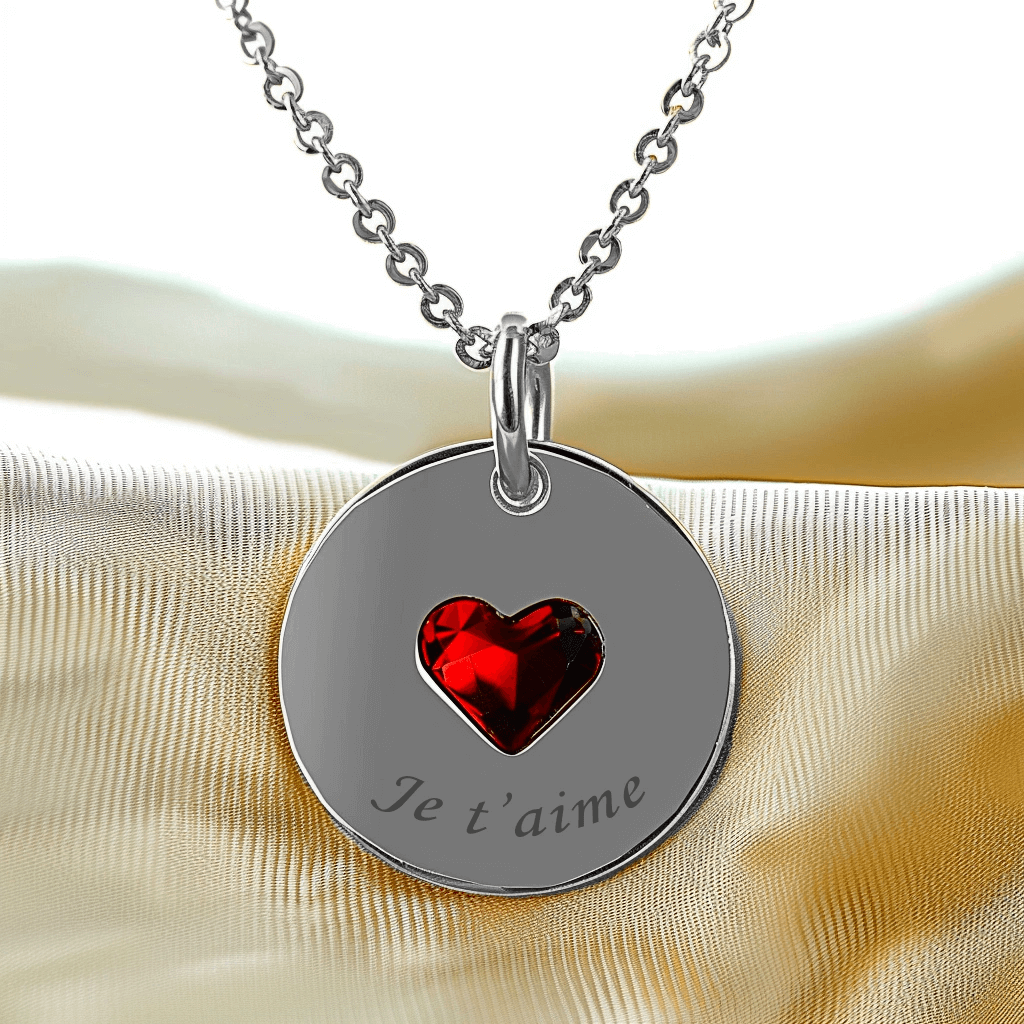 Petit Médaillon Rond en Argent avec Cœur