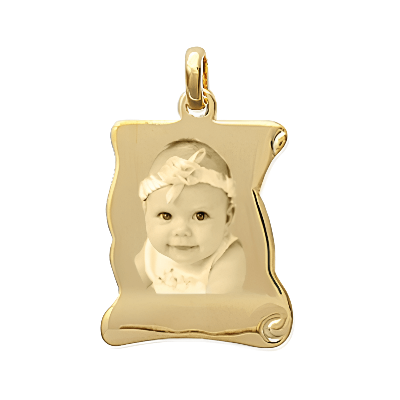 Parchemin plaqué en or avec une photo gravée personnalisée