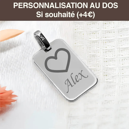 Pendentif cœur personnalisé en or GravurePhoto avec gravure cœur et prénom Alex, bijou raffiné.