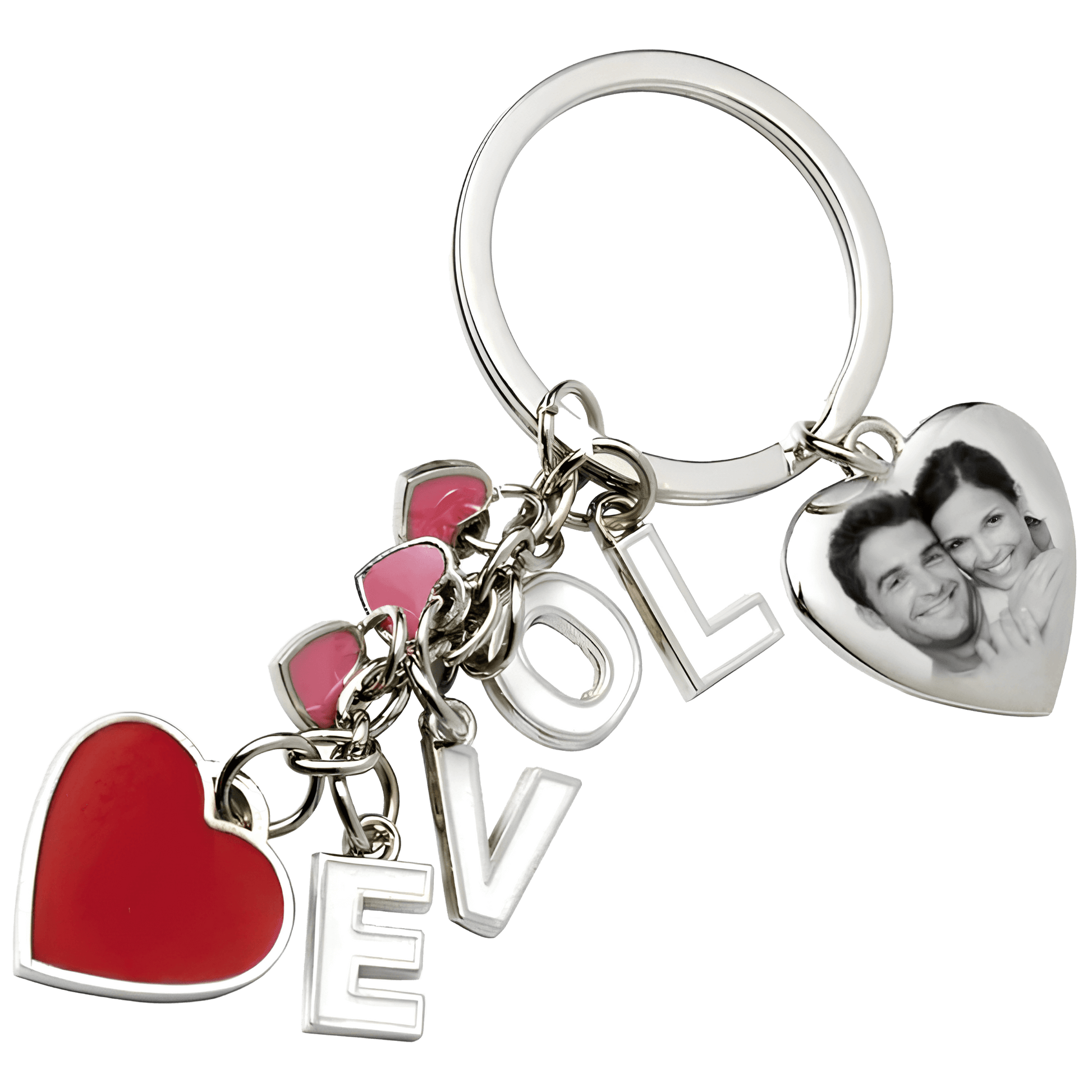 Porte cles multi coeur grave avec une photo en idée cadeau personnalisé