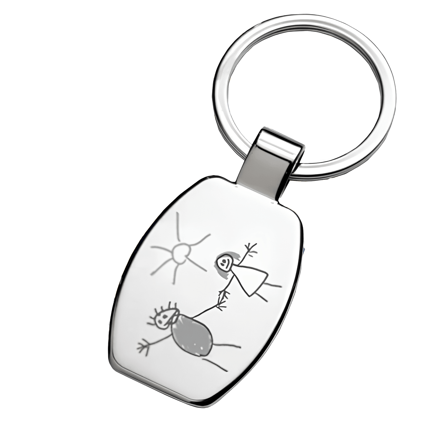 Grand porte-clés "tonneau" gravé d'un dessin d'enfant - idée cadeau original