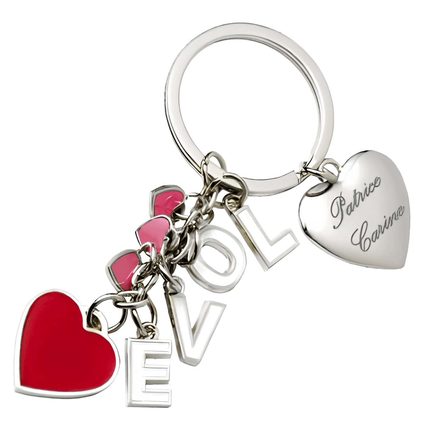 porte cles coeurs love avec la gravure de vos prenoms.