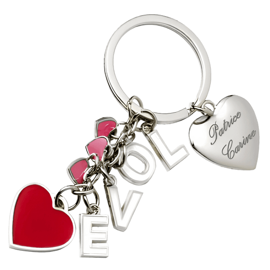 porte cles coeurs love avec la gravure de vos prenoms.