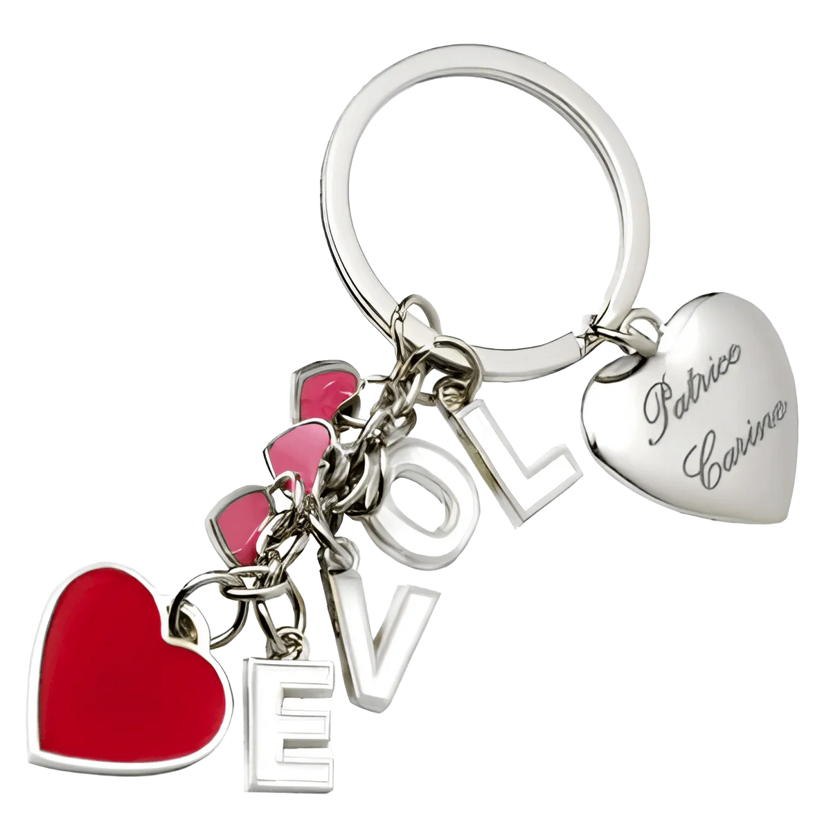 Colgante corazón dorado personalizado EngravePhoto, llavero multicorazón LOVE grabado, regalo único.