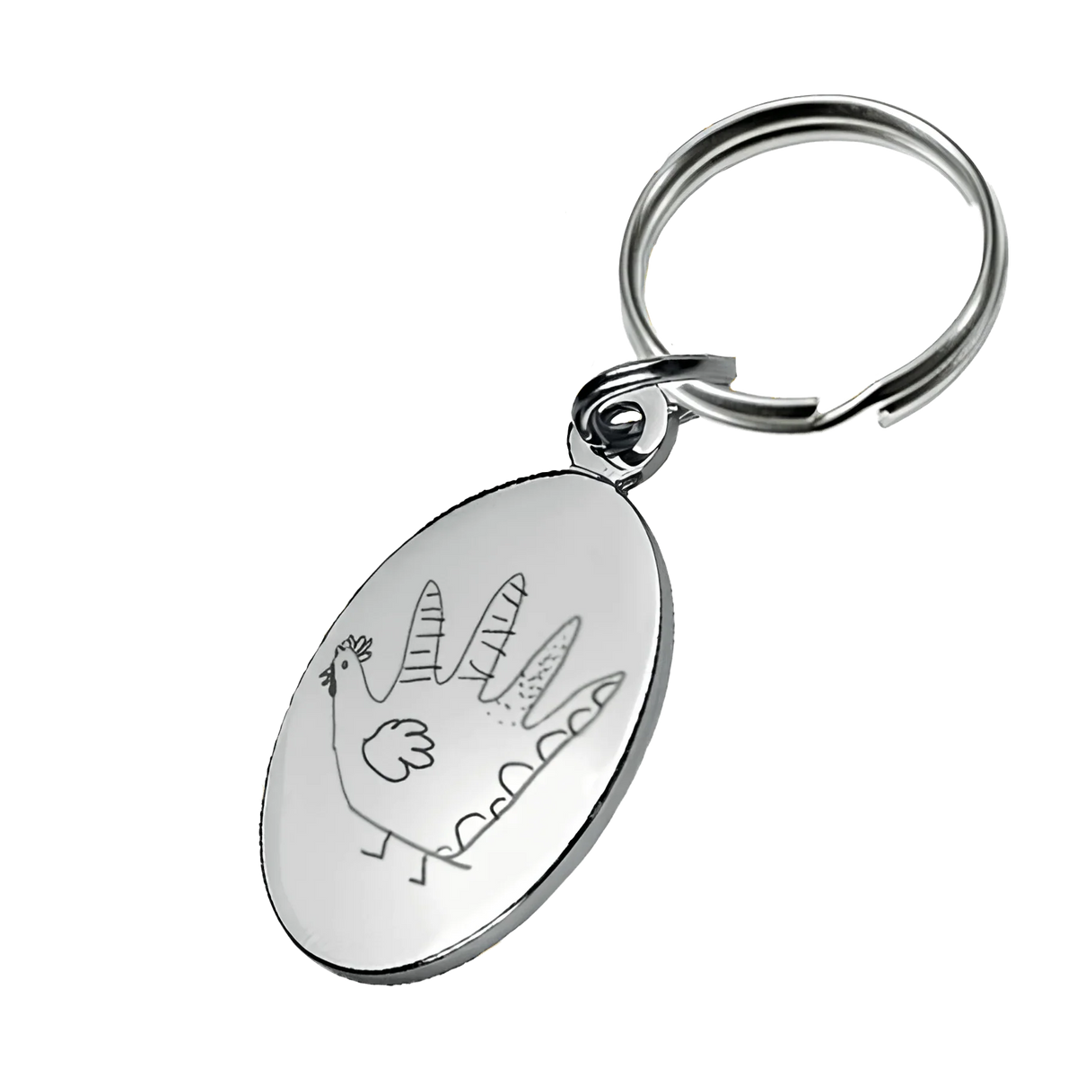 Personalized heart pendant EngravingPhoto, oval key ring engraved child's drawing, unique jewel