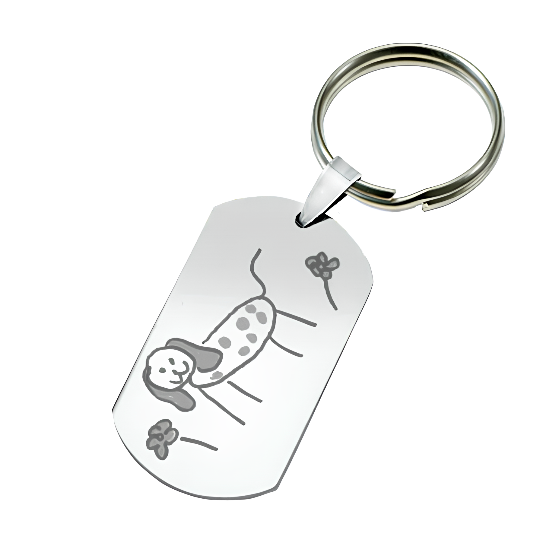 Porte-clés rectangulaire avec un dessin d'enfant gravé