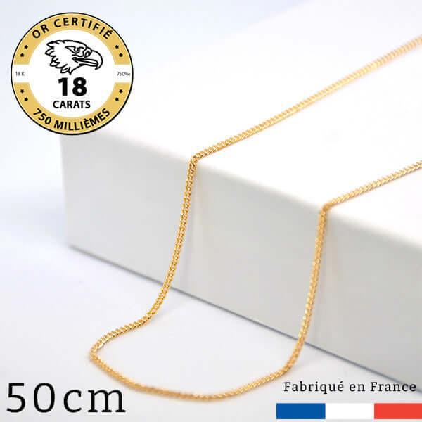 Chaîne or 18 carats maille gourmette 50 cm
