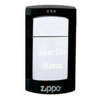 Briquet Zippo fin gravé avec un texte en idée cadeau originale