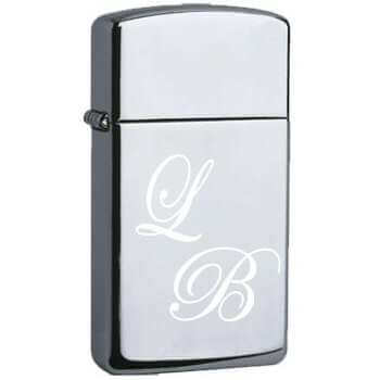 Briquet personnalisé chromé avec initiales gravées LB, GravurePhoto, cadeau unique