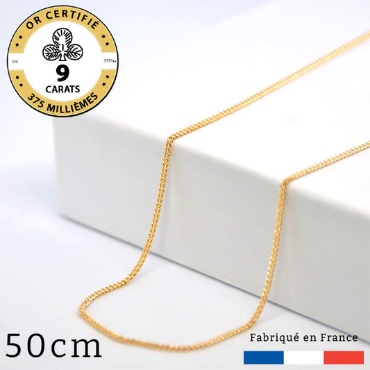 Chaîne or 9 carats maille gourmette 50 cm