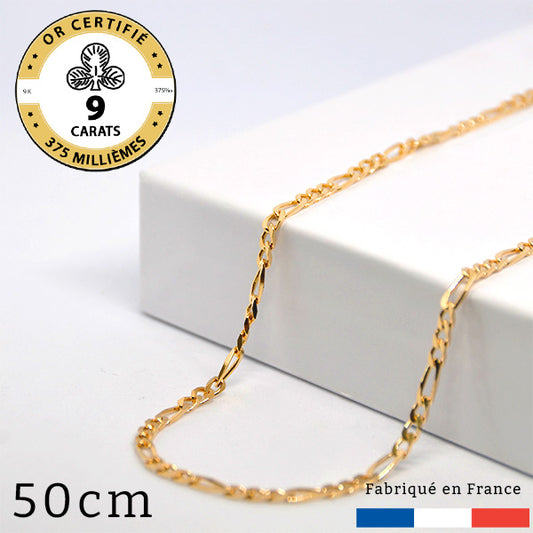 Chaîne or figaro triple 50 cm