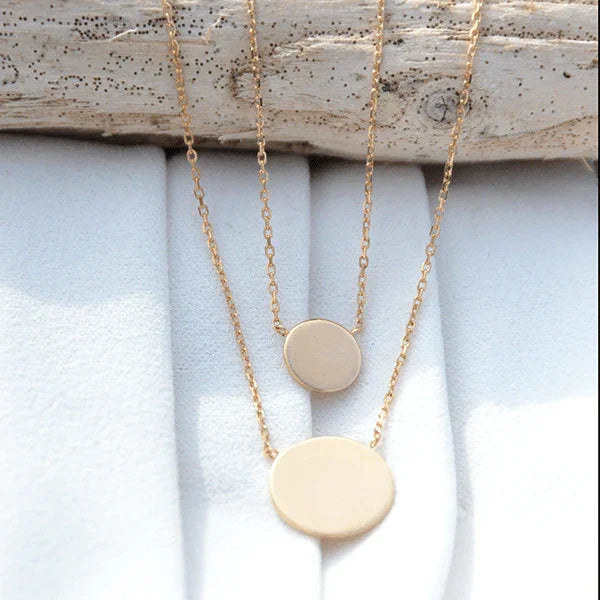 Personalized Heart Pendant in Gold Photo Engraving, Elegant Double Chain Necklace