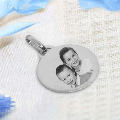 Pendentif rond moyen argent personnalisé