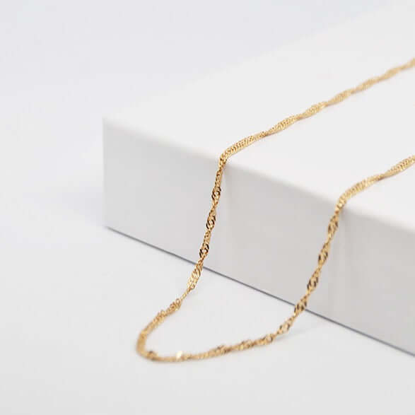 Chaine plaqué or 750 3MIC maille singapour pour votre médaille gravée