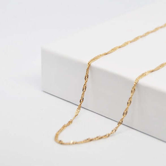 Chaine plaqué or 750 3MIC maille singapour pour votre médaille gravée