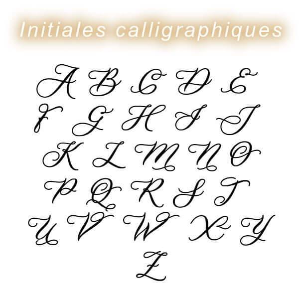 Alphabet calligraphique proposé pour la gravure d'initiales