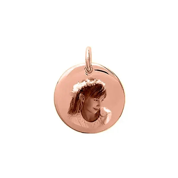 Personalized heart pendant in rose gold Photo Engraving with engraved photo, unique jewelry