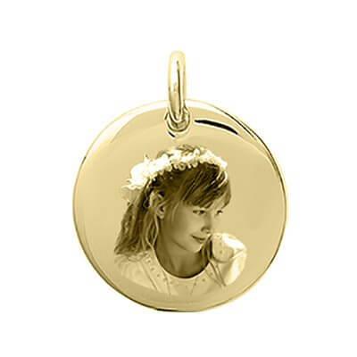 Personalized heart pendant in gold Photo Engraving with engraved photo, unique golden jewelry.