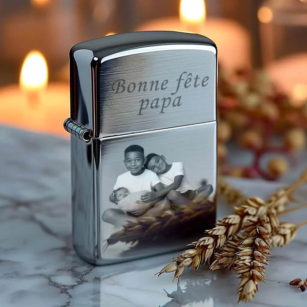 Briquet Zippo personnalisé avec gravure photo