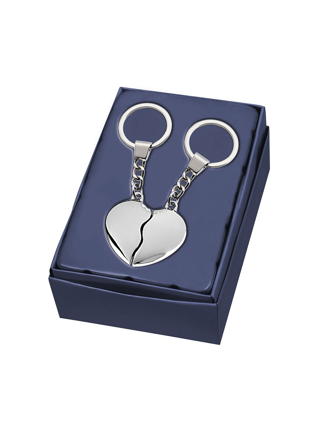 Broken heart key ring engraved with text