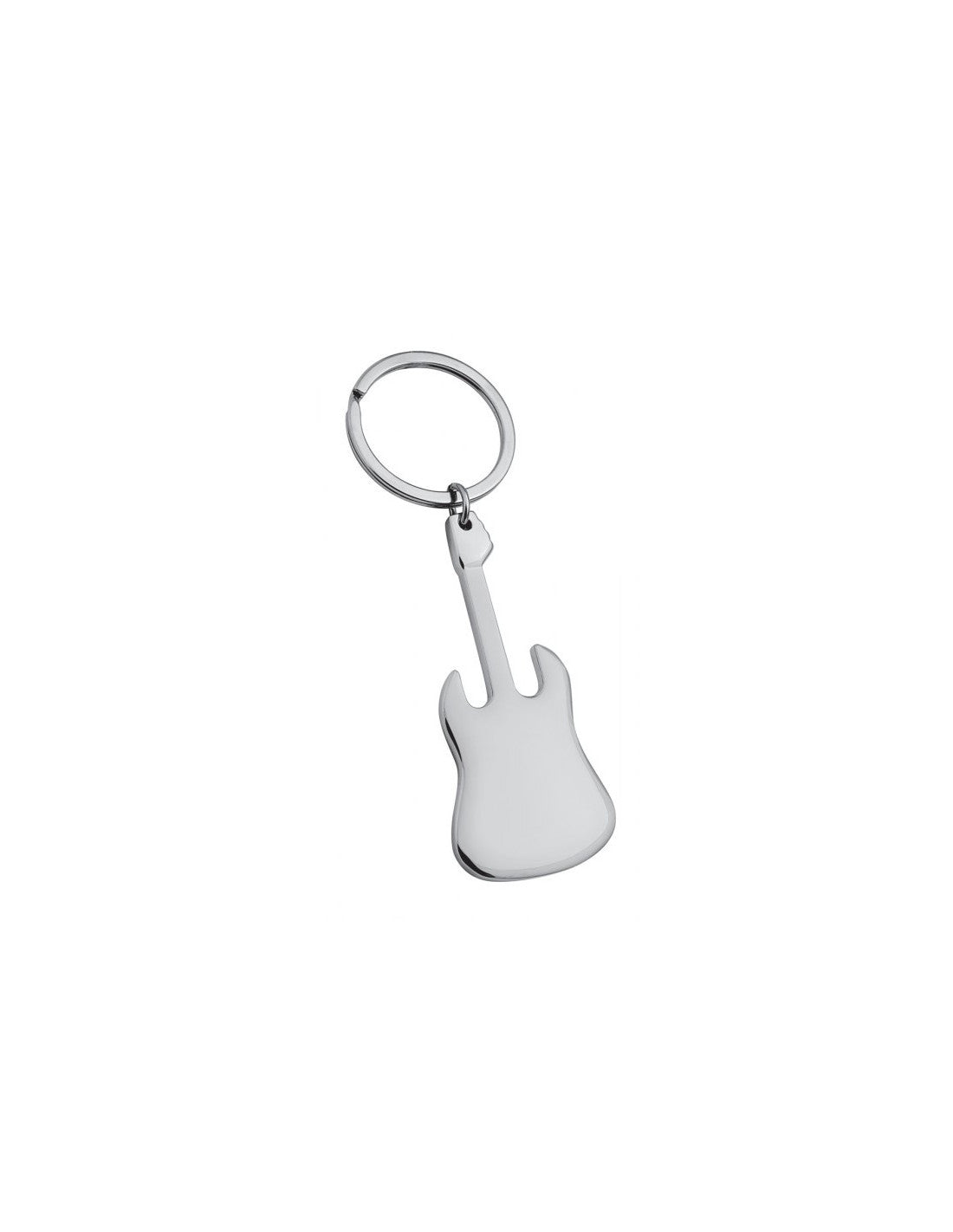 Red guitar key ring engraved with text