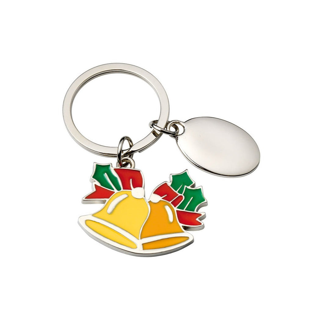 Christmas bells key ring engraved with text