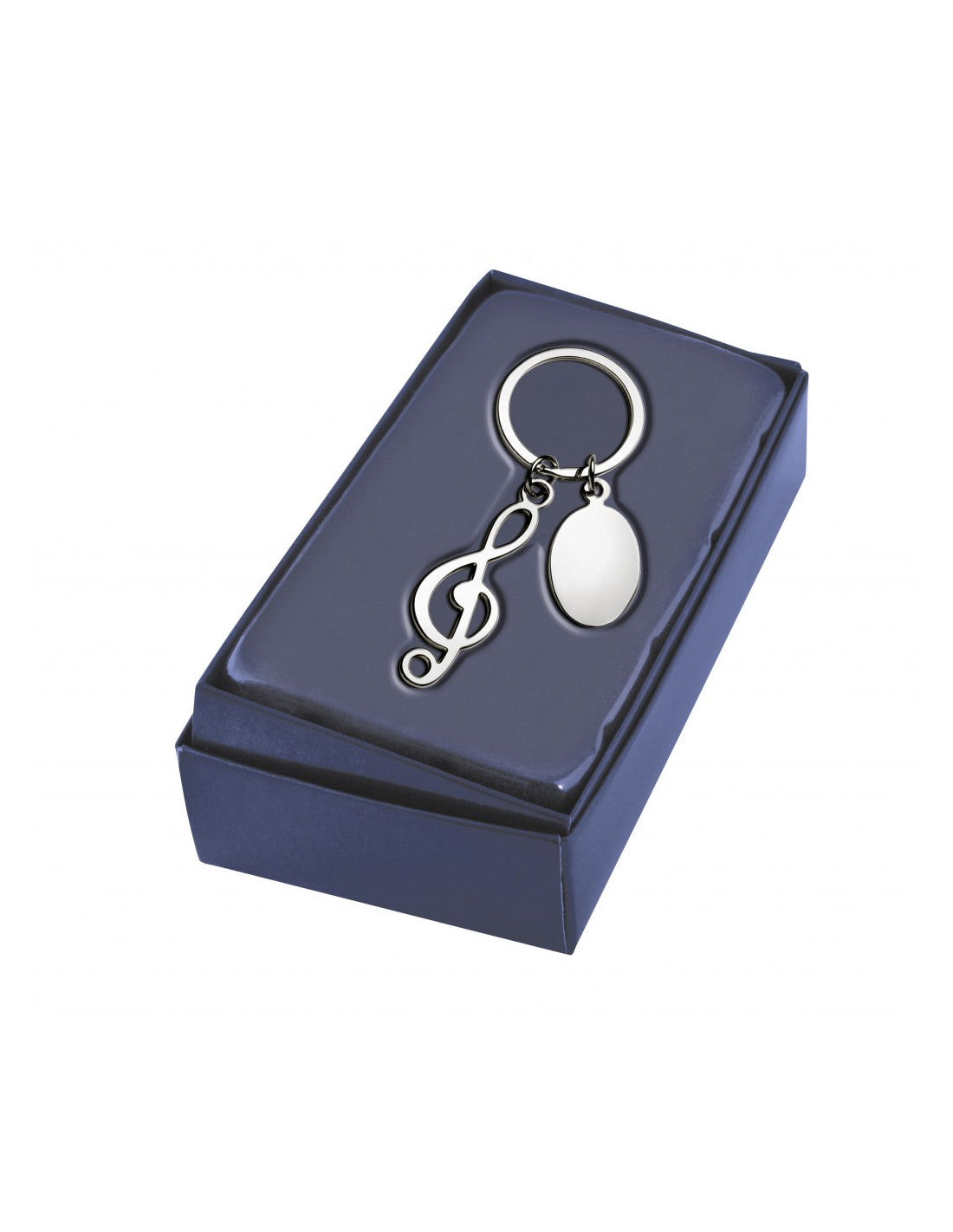 Treble clef key ring engraved with text