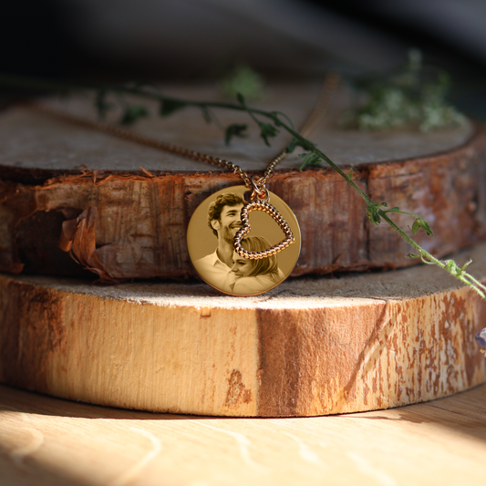 Gold Plated Necklace Engraved with a Photo