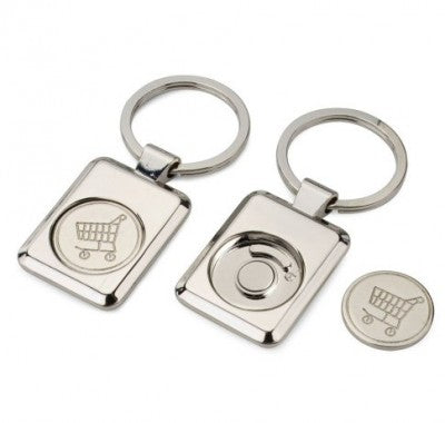 Rectangular shopping cart key ring