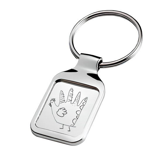 Grand porte-clés rectangulaire personnalisé avec le dessin d'un enfant gravé