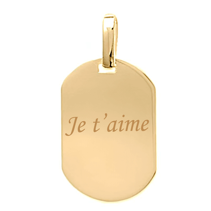 Grande médaille gravée photo tonneau or 18 carats gravé avec un texte