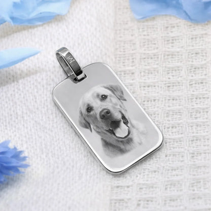 Petit médaillon rectangle en argent 925 gravé avec photo personnalisée, cadeau familial élégant