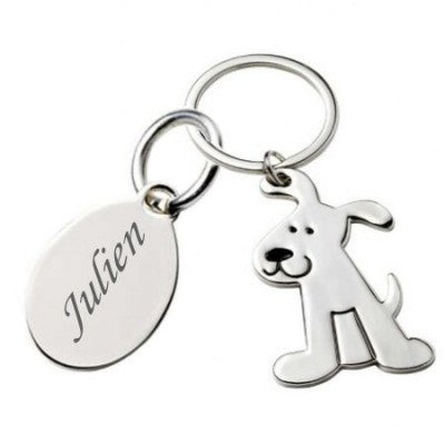 "doggy" key ring engraved with text