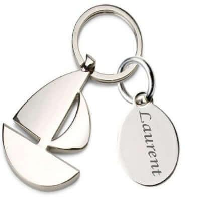 Porte-clés voilier en métal gravé, personnalisé GravurePhoto, bijou cadeau unique