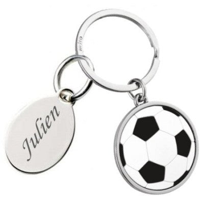 Football ball key ring engraved with text