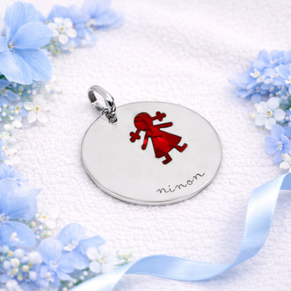 Médaillon rond en argent gravé avec photo et texte personnalisé, cadeau élégant et souvenir précieux