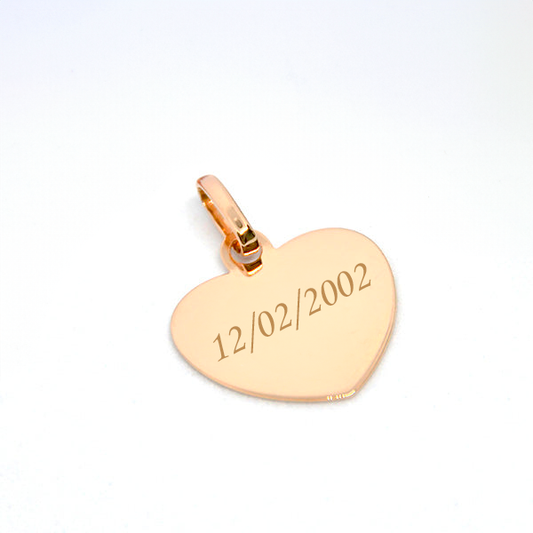 Texte gravé sur un médaillon cœur en plaqué or 750 3MIC