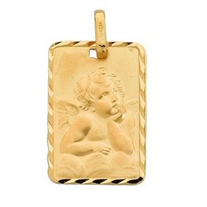 Médaille ange rectangle or 9 carats
